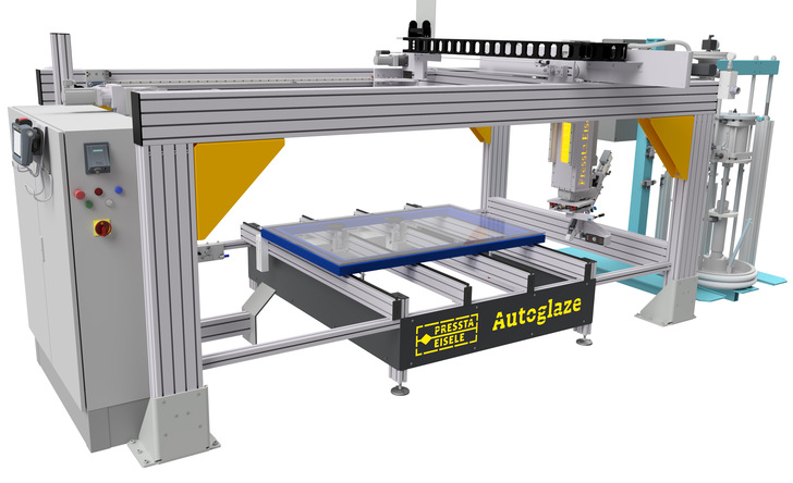 Anlage zum automatisierten Verkleben von SG-Elementen - © Pressta Eisele
