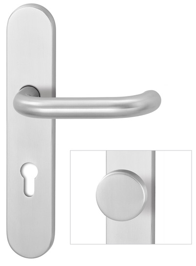 Zwei Designlinien ­stehen bereit: Entweder der Türdrücker ist elegant ­gebogen …