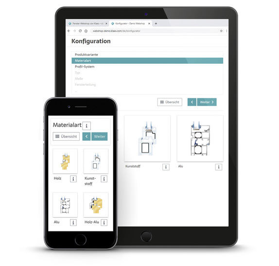 Egal ob Klaes webshop oder webtrade – das ­responsible Design unterstützt die mobile Nutzung.