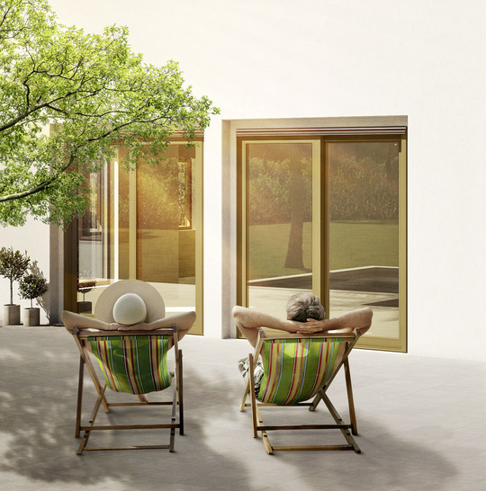 Ein Grund, einmal den Blickwinkel zu ­ändern: Fensterprofile mit der Hochleistungsfolie ­RENOLIT EXOFOL PFX Super-Matt.
