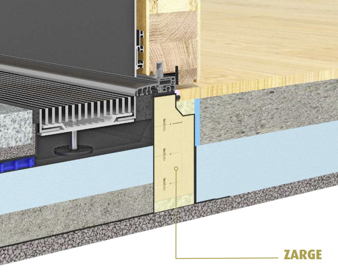 Mit der Montagezarge ­werden nachträgliche Aufwendungen von Fremd­gewerken auf ein Minimum reduziert.
