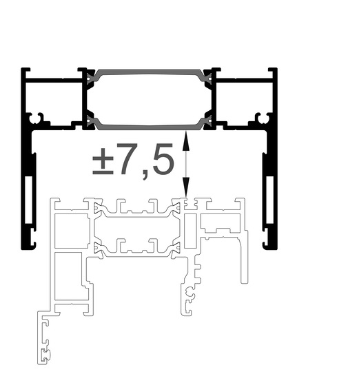 Das thermisch getrennte Höhenausgleichsprofil ermöglicht es Bautoleranzen bis 7,5 mm nach oben und unten im eingebauten Zustand auszugleichen.