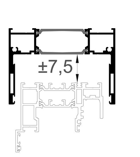 Das thermisch getrennte Höhenausgleichsprofil ermöglicht es Bautoleranzen bis 7,5 mm nach oben und unten im eingebauten Zustand auszugleichen. - © Solarlux
