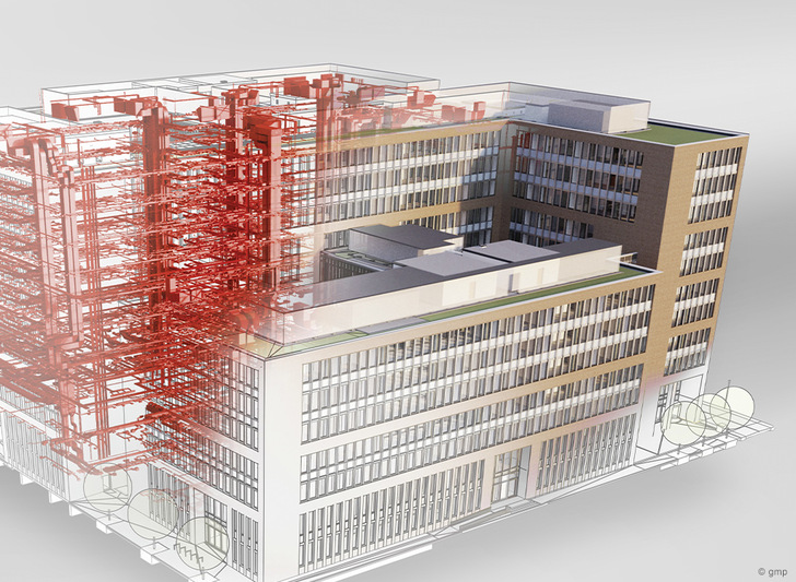 Mit BIM geplant: Das neue Olympus European Headquarters in Hamburg Bau – nach einem Entwurf von gmp. - © gmp
