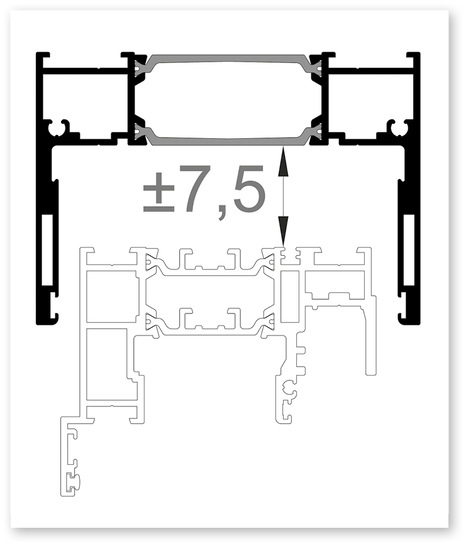 Das thermisch getrennte Höhenausgleichsprofil ­ermöglicht es Bautoleranzen bis 7,5 mm nach oben und unten im eingebauten Zustand auszugleichen.