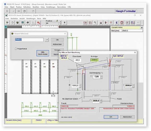 Neuer Assistent Berechnung Terassendach
