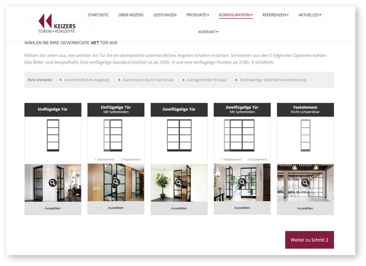 Um eine Stahlrahmentür von Keizers zu konfigurieren, braucht es nur drei Schritte, schon ist die Tür fertig. - © Foto: Keizers Türen + Konzepte
