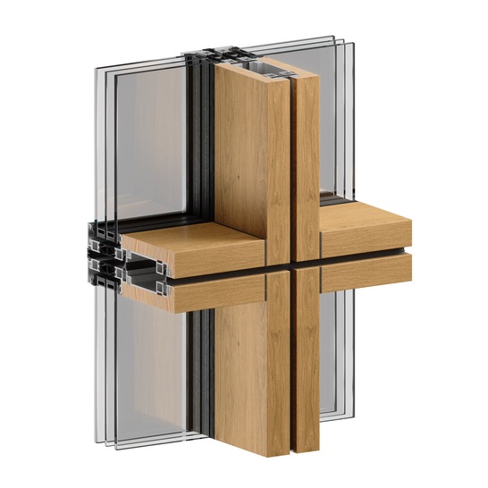 Holz-Aluminium-Elemenfassade Innenansicht
