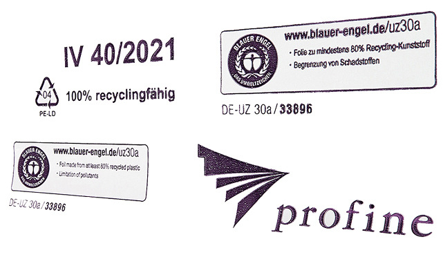 Die profine GmbH setzt als erster Profil­hersteller PE-Verpackungsfolien ein, die zu 80 Prozent aus PCR-Standard bestehen und mit dem „Blauen ­Engel“ ausgezeichnet sind.