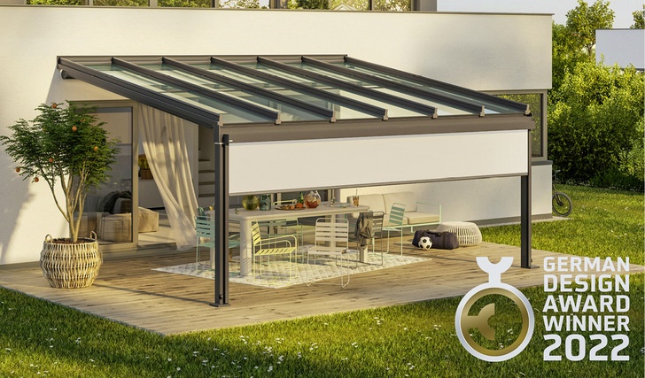 Das Glas-Terrassendach Terrazza Sempra erhielt den German Design Award 2022 in der Kategorie „Building Elements“