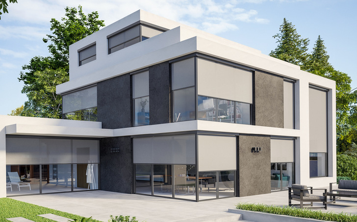 Temporäre Außenbeschattung von Fenster/Fassaden ist eine Schlüsseltechnologie, um Gebäudeüberhitzungen zu vermeiden und so den Einsatz von Kühlgeräten hinsichtlich Dimensionierung und Betriebsstunden zu minimieren.