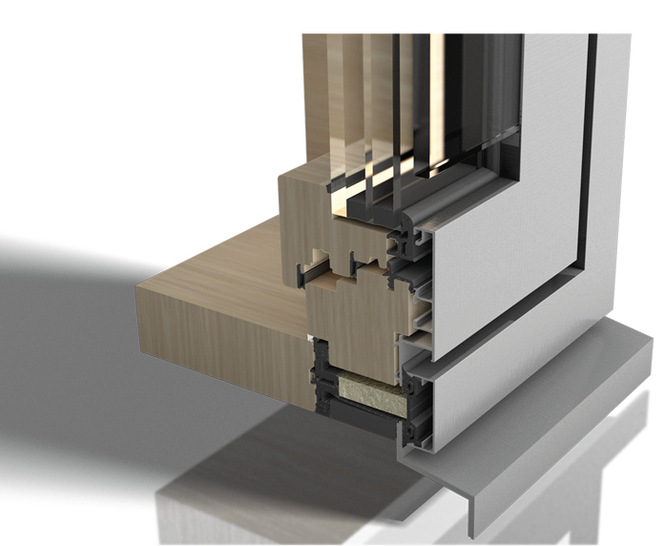 Detailansicht der modernen Architektur und sicheren, transparenten Absturzsicherung aus Glas