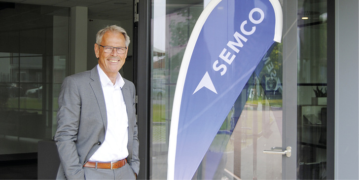 Hermann Schüller bei der Eröffnung der neuen Produktions- und Büro­gebäude in Dülmen.