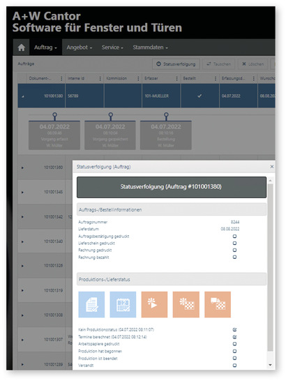 Statusverfolgung mit A+W iQuote