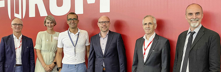 Das Prowindo-Team (v. l.): Thomas Hülsmann (VinylPlus), Charlotte Röber (EPPA), Götz Schmiedeknecht (Salamander), Michael Vetter (Rewindo), Gerald Feigenbutz (QKE), Christoph Schrader (SKZ)