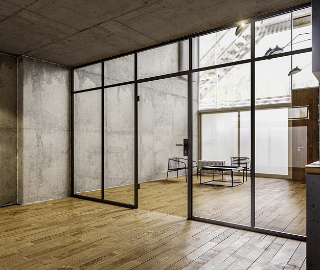 Mit den neuen Sprossen lassen sich bei den ­Uniquin-Trennwandsystemen nun auch große Glasflächen optisch ansprechend unterteilen.