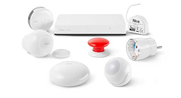 Yubii Home mit verschiedenen Nice Sensoren und Schalter Push-Control.