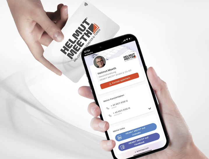 Die digitale Visitenkarte kann neben der Karte auch per QR-Code oder Link in virtuellen Meetings oder E-Mail-­Signaturen verwendet werden.