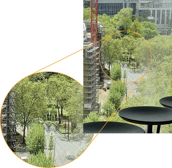 So sehen die Verzerrungen bei den hier bemängelten Isoliergläsern (aus TVG) aus.