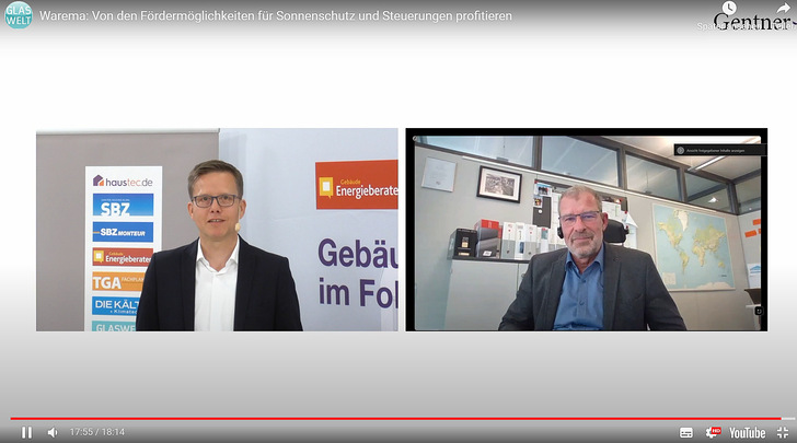 Ulrich Lang (Business Development Architektenberatung bei Warema) im Gespräch mit GLASWELT-Chefredakteur Daniel Mund