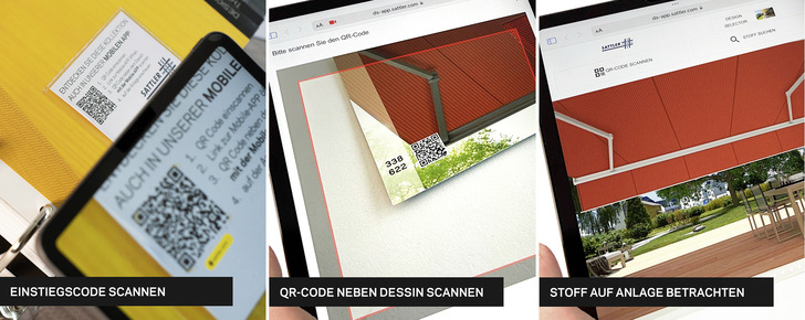 Digital ergänzend beraten – Haptisches und visuelles Erlebnis in der Kollektion per QR-Code am Objekt in vielen Varianten sichtbar machen. - © Foto: Sattler SUN-TEX GmbH
