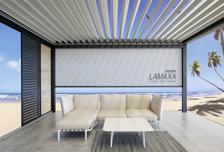 Das Lamaxa L50 mit Fenster-Markise GranTex mit easyZIP-Führung - © Foto: Warema
