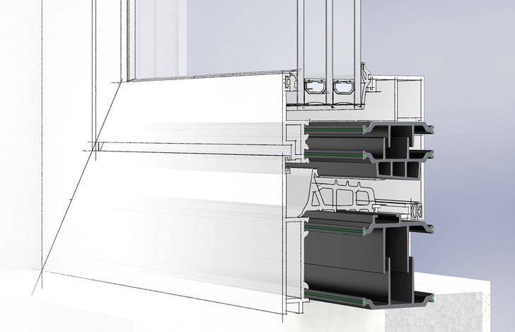 Kunststoffprofile zwischen Metallschalen sorgen für die nötige Dämmung im Fenster­rahmen. Die „thermische Trennung“ wurde Ende der siebziger Jahre von ­Wilfried Ensinger entwickelt. Das Isolierprofil insulbar RE besteht zu 100 % aus ­Recycling-Polyamid und spart deshalb schon bei der Herstellung Ressourcen ein. Im Vergleich zu herkömmlichen Polyamidstegen sinkt der Verbrauch fossiler Energie­träger um 92 %, der CO2-Ausstoß um 91 % und der Wasserverbrauch um 78 %.