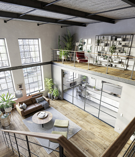 Die aktuellen Ganzglas-Schiebe-Systeme von Sunflex lassen sich im Interieur als flexible Raumteiler für moderne Wohnraumkonzepte einsetzen. - © Foto: Sunflex
