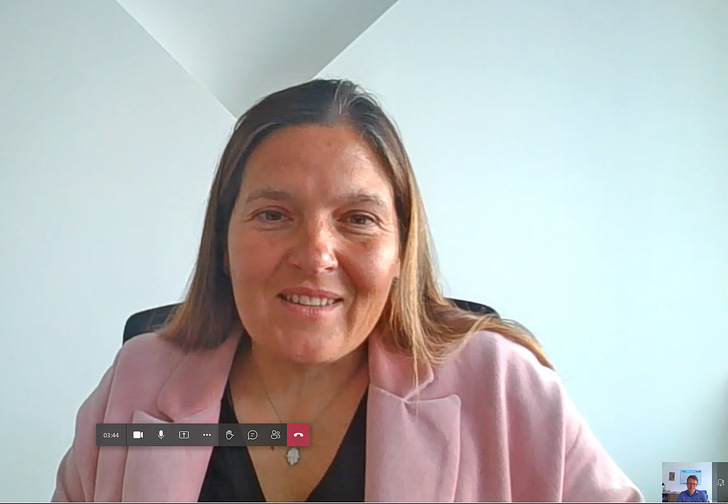 Interview per Bildschirm: Verena Oberrauch im Gespräch mit GW-Chefredakteur Daniel Mund.