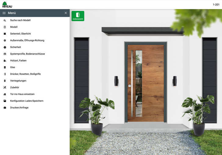 Der neue Haustüren-Konfigurator von NIVEAU macht die Planung von Haustüren noch vielseitiger und einfacher – z. B. durch fotorealistische Ergebnisse und zahlreiche neue Gestaltungsoptionen. - © Niveau Fenster Westerburg GmbH
