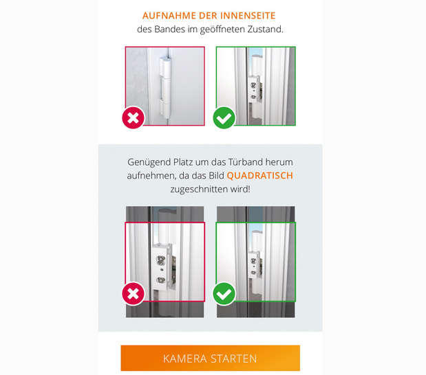 Kamera starten, Band fotografieren, Einstellanleitung aufrufen – die neue HahnIdent-App unterstützt Türenbauer am Element. - © Dr. Hahn
