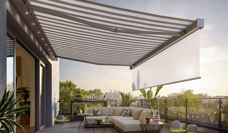Die kubische Markise Smaila eignet sich besonders für Balkone und kleine Terrassen.