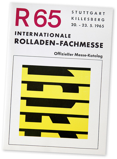 ﻿Die erste internationale Rollladen-Fach­messe ­feierte als „R 65“ vom 20. – 23. Mai 1965 auf dem Stuttgarter Killesberg Premiere. Damals ­unter der Schirmherrschaft des Verbands Deutscher Rollladen­-Hersteller (Logo li.), heute der Bundesverband Rollladen + Sonnenschutz e.V.  (Logo mi. und re.)﻿ - © Foto: Landesmesse Stuttgart
