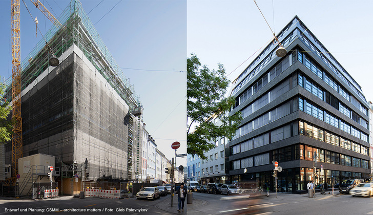 Die Revitalisierung des Gebäudebestands – hier das Bürogebäude „Fritz“ in München – bietet riesige Potenziale in puncto Klimaschutz und Nachhaltigkeit. - © Entwurf und Planung: CSMM – architecture matters / Foto: Gleb Polovnykov
