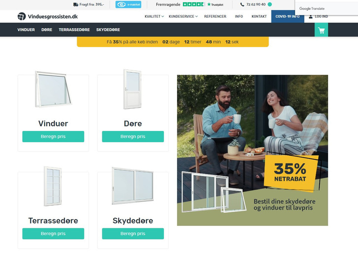 © Screenshot vinduesgrossisten.dk
