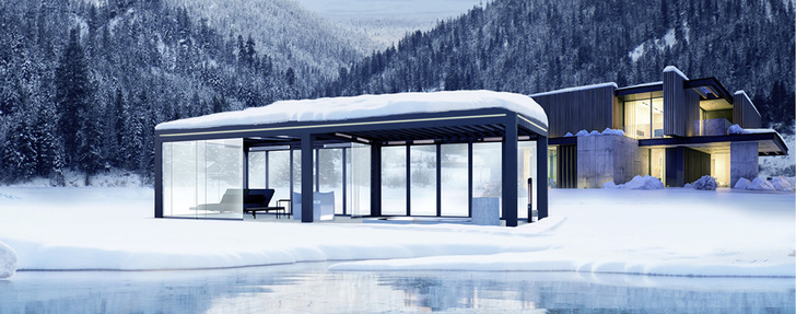 Hohe Sicherheit bietet hier das neue Lamellendach : Es trägt geschlossen Auflasten wie Schnee bis 350 kg/m 2 .