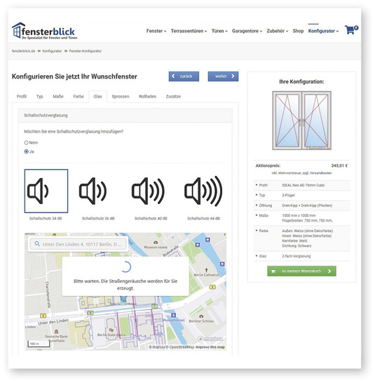 Das Schallschutz-Planungstool ist ein Berechnungs­programm zur ortsspezifischen Hörbarmachung der Schalldämmung unterschiedlicher ­Fenstertypen. - © Foto: Fensterblick.de
