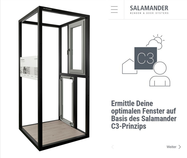 Salamander präsentiert die myWindow_C3 App für den deutschen Markt – eine nutzerfreundliche Oberfläche zur individuellen Fensterberatung für Bauherrinnen und Bauherrn. - © Salamander
