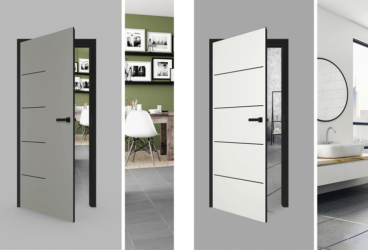  Voll im Trend: Mattweiße Türoberflächen mit schwarzen Komponenten sowie weitere Oberflächen präsentiert Garant in seiner aktuellen Türen- und Zargen-Kollektion. 