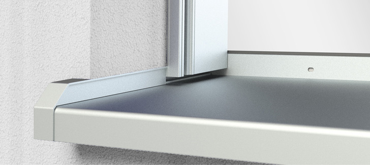  Einbausituation des Steckabschlusses mit Gleit­funktion inkl. Rollladenführungsschiene