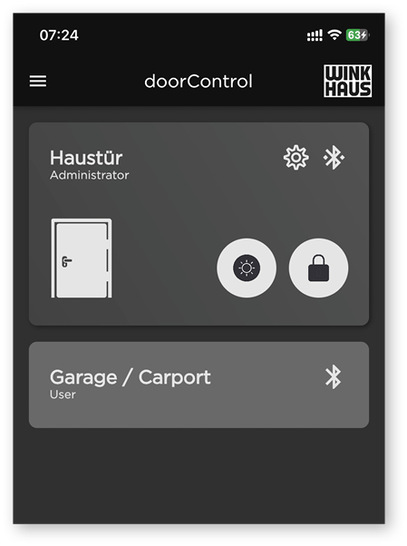  Die Tür lässt sich mit dem Smartphone bedienen. 