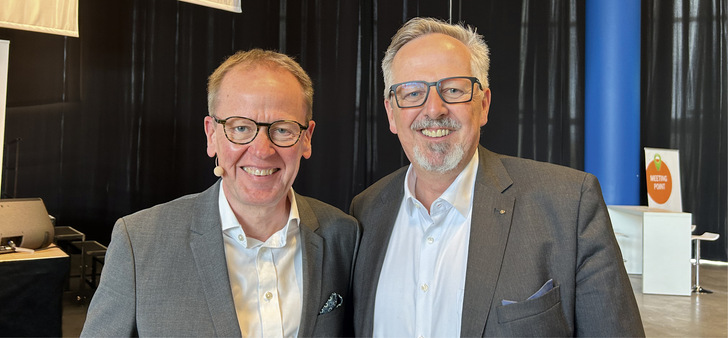  Ein starkes Team: BF Geschäfts­führer Joche﻿n Gröne­gräs (l.) und BF Präsident Hans-­Joachim Arnold