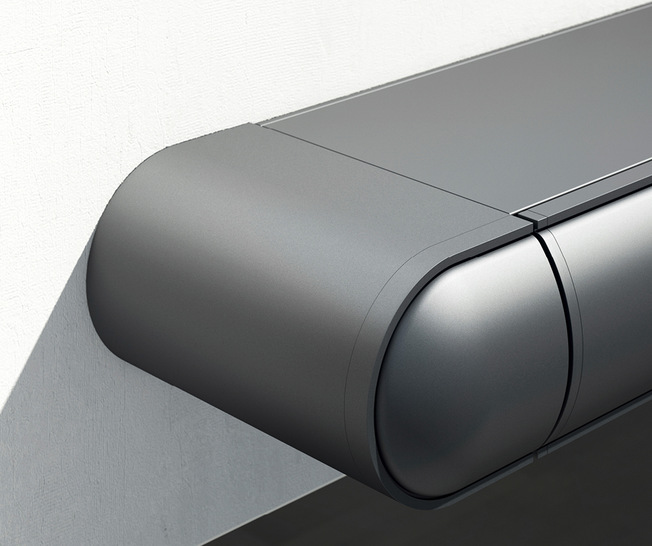  Terrea K55 verbindet runde mit kubischen Stilelementen und etabliert damit eine neue Formensprache im Outdoor Living Segment von Warema.