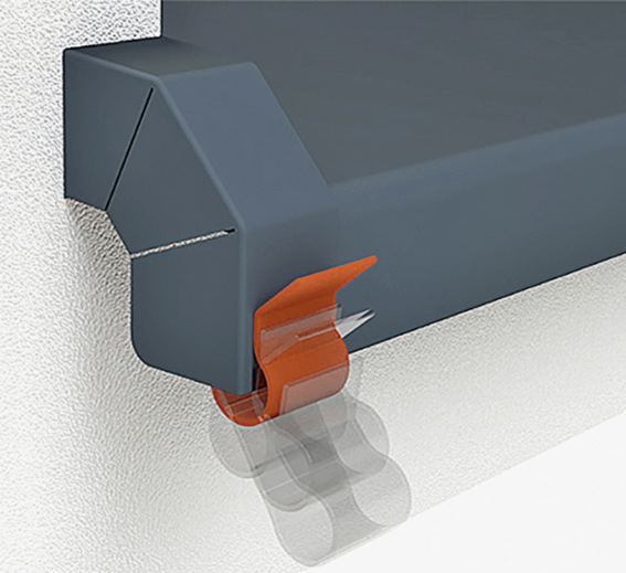 Anbringungsschema der Sicherungsklammer von BUG bei Abschlüssen mit Gleitfunktion.