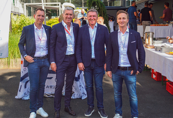 Die Gastgeber im neuen Schauraum in Klagenfurt (v.l.): Christian Klotzner Jun., Christian Klotzner, Andreas Klotzner, Gregor Klotzner.