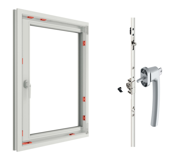 Die rings um den Fensterflügel platzierten Sicherheits-Schließzapfen bilden in Kombination mit Sicherheits-Schließstücken am Fensterrahmen einen wichtigen Schließmechanismus.