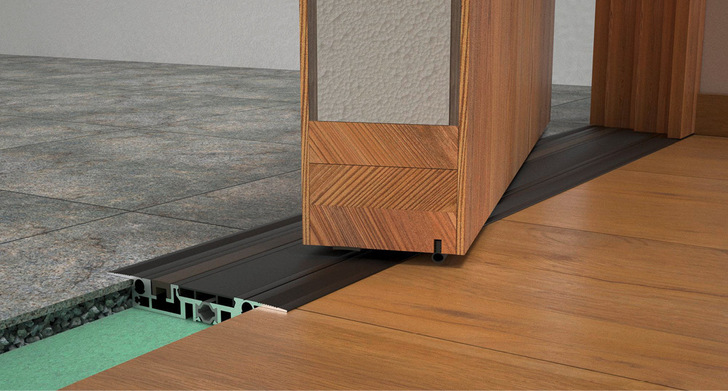 Hier lässt sich in der Darstellung im Rendering die Funktionsweise der Pivottüre mit Magnetdichtung veranschaulichen.