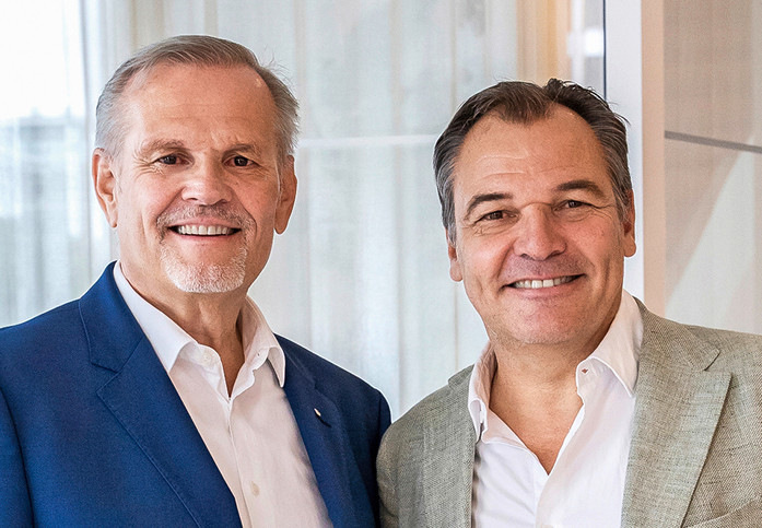 Andreas Engelhardt, geschäftsführender Gesell­schafter Schüco International KG (l.) und Lars Anders, Gründer der Asset Transformation GmbH
