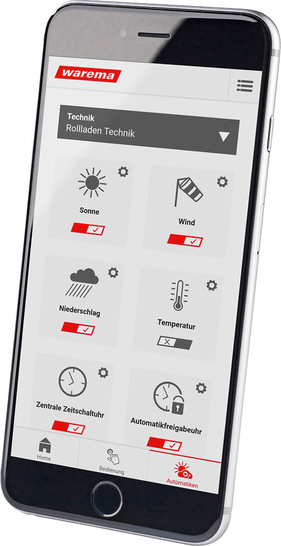 WMS WebControl pro: Über das Mobil­telefon können Automatiken und Messwerte via App von überall und einfacheingestellt, verändert, aktiviert oder deaktiviert werden.