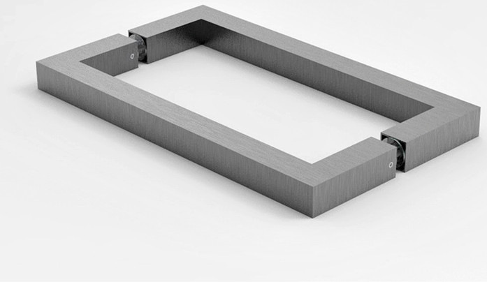 Der neue Duschtürgriff ­BELSQ8X8 ist in 11 Oberflächen am Lager.